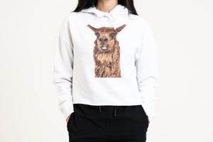 Happy Alpaca Fleece Crop Hoodie