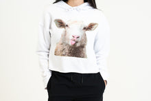 Load image into Gallery viewer, Goofy Sheep Fleece Crop Hoodie