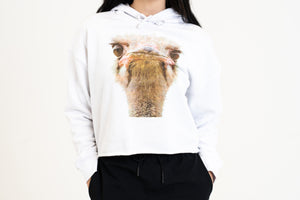 Ornery Ostrich Fleece Crop Hoodie