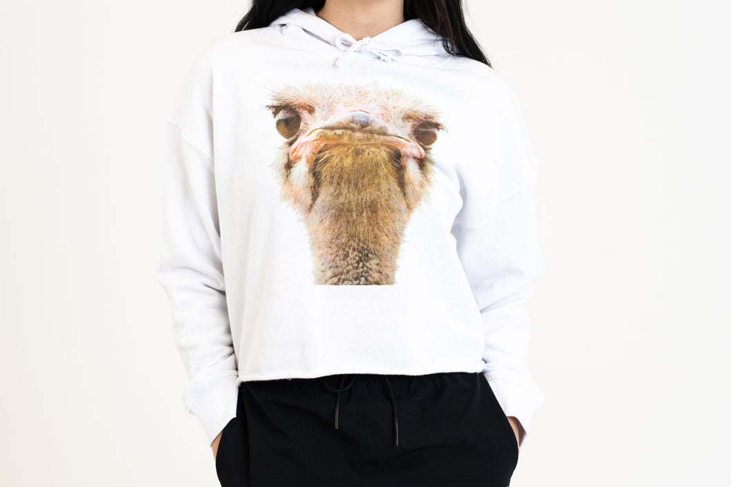 Ornery Ostrich Fleece Crop Hoodie